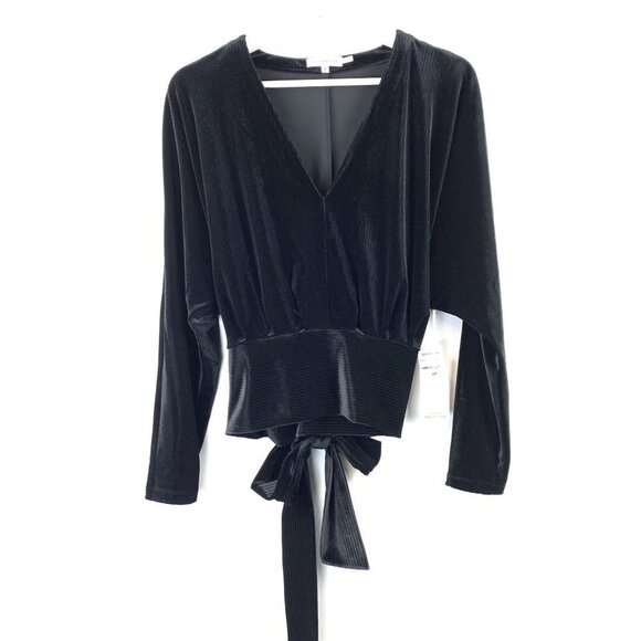 NWT Good American Dolman Velour Top In Black Size 2 - Picture 3 of 13